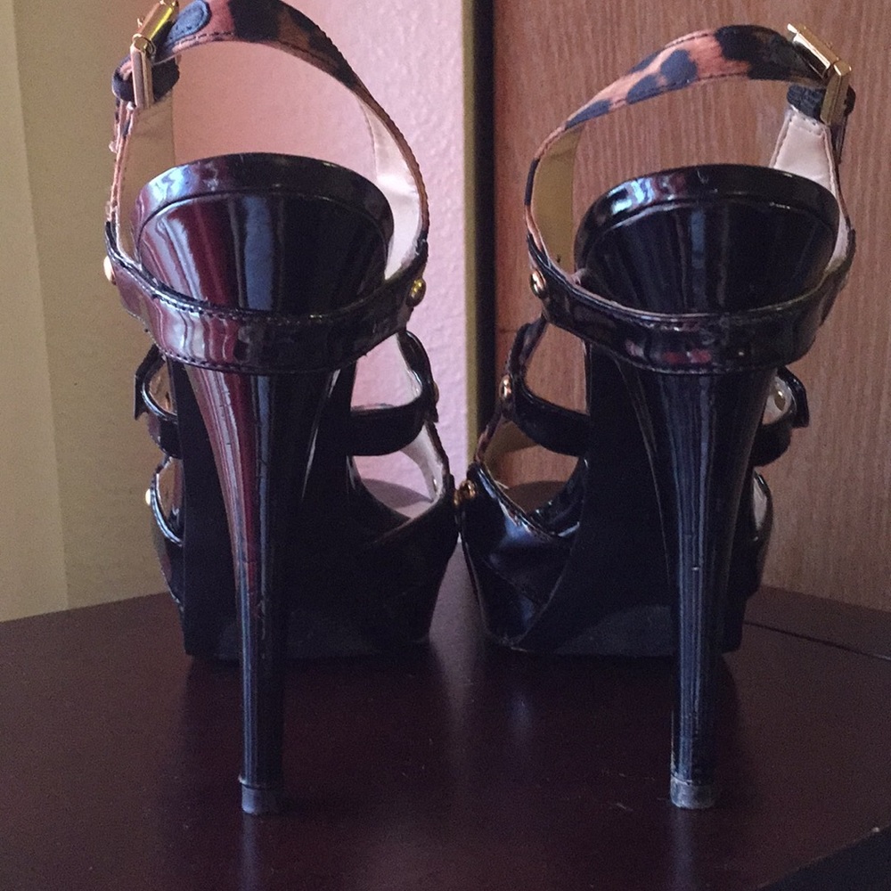 Guess Leopard Peeptoe Slingback Platform Heels - Picture 2 of 8